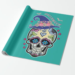 Halloween Blume Skull Geschenkpapier