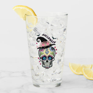 Halloween Blume Skull Glas