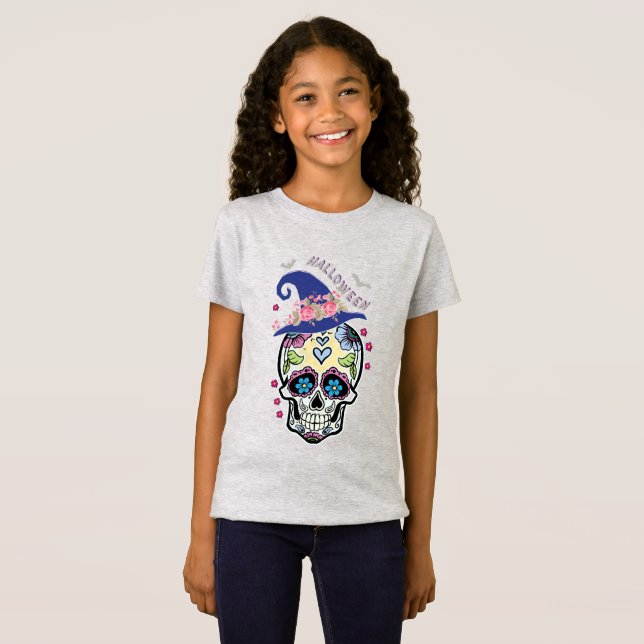 Halloween Blume Skull T-Shirt (Vorne ganz)