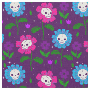 Halloween-Blumen-Schädel-Blumen lila Stoff