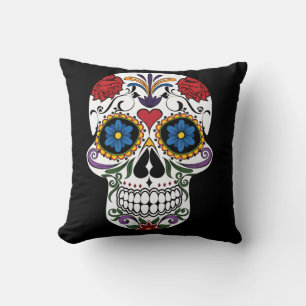 Halloween-Blumen Vintage-Punk-Zuckerschädel Kissen
