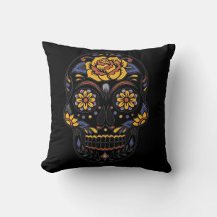 Halloween-Blumen Vintage-Punk-Zuckerschädel Kissen
