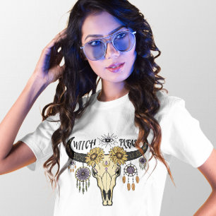 HALLOWEEN BOHO EVIL EYE WITCH BITTE SKULL T-Shirt