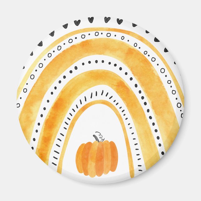 Halloween Boho Rainbow & Pumpkin Pattern Magnet (Vorne)