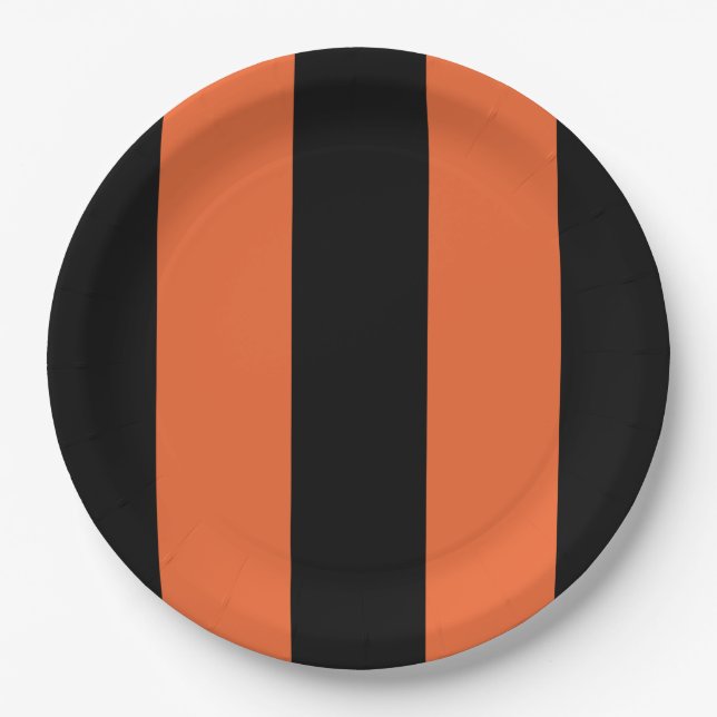 Halloween Bold Orange & Black Stripes Geometrie Pappteller (Vorderseite)