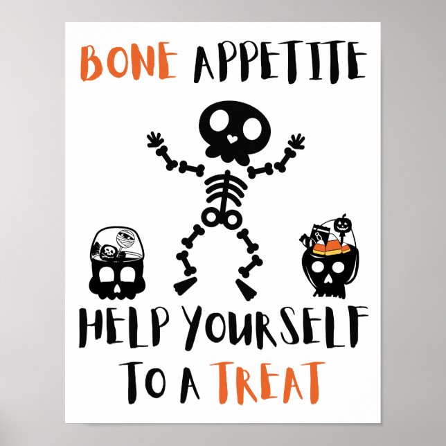Halloween Bone Appetit Skelett gruselig Bonbons Tü Poster (Vorne)