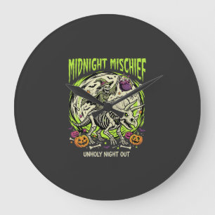 Halloween Bone Rider Unfug Große Wanduhr