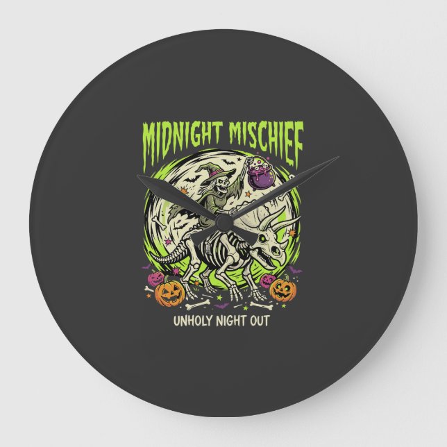 Halloween Bone Rider Unfug Große Wanduhr (Vorderseite)