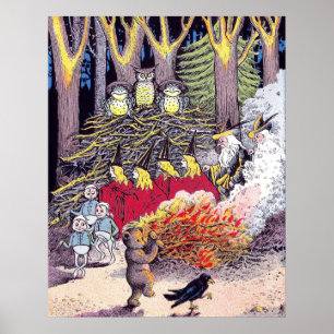 Halloween Bonfire mit Bären und Brownies Poster