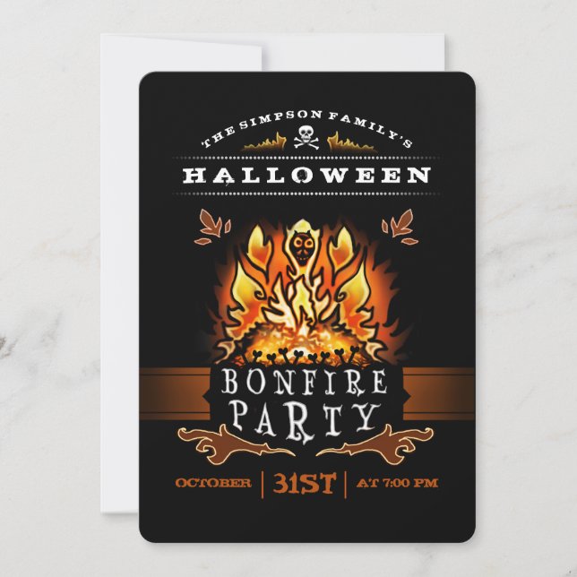 Halloween-Bonfire-Party Einladung (Vorderseite)