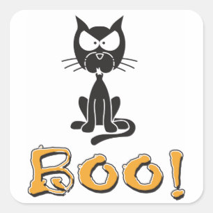 Halloween Boo Black Cat Quadratischer Aufkleber