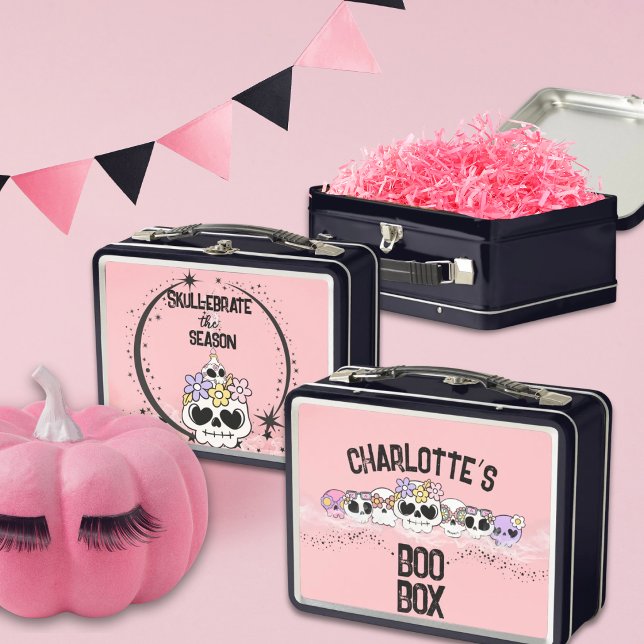 Halloween Boo Box Old School Lunchbox (Vintage lunch box doubles as a Boo Box for a special trick or treater, fill with small gifts.)