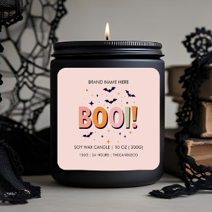 Halloween "BOO!" Candle Niedliche Pastagerichte Quadratischer Aufkleber