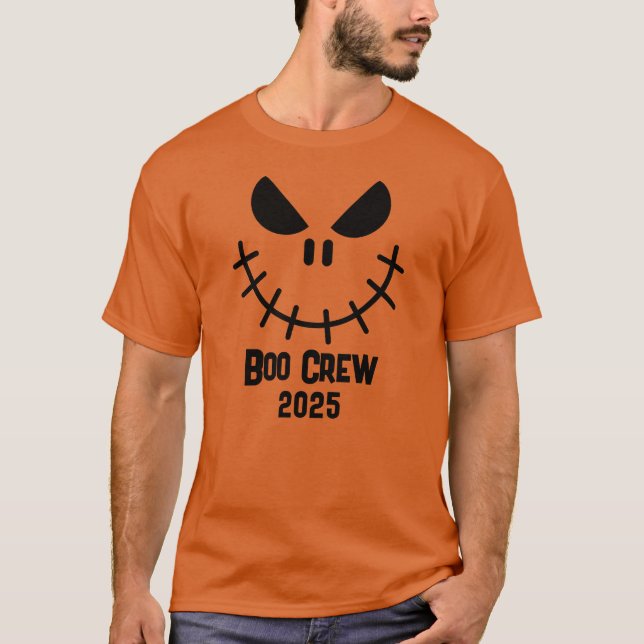 Halloween Boo Crew 2025 Böse Grin Group Matching T-Shirt (Vorderseite)