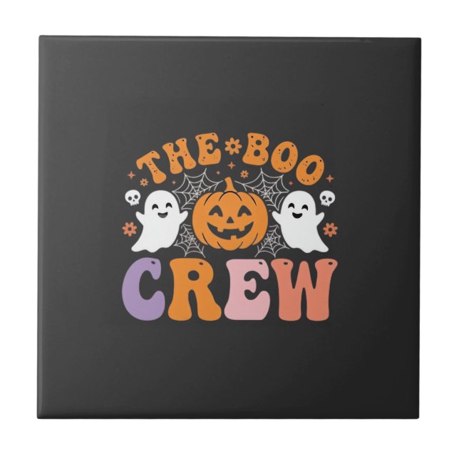 Halloween Boo Crew Geist Kürbis Design_1 Fliese (Vorderseite)