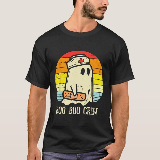 Halloween Boo Crew Ghost Nurse Retro Halloween T-Shirt (Vorderseite)