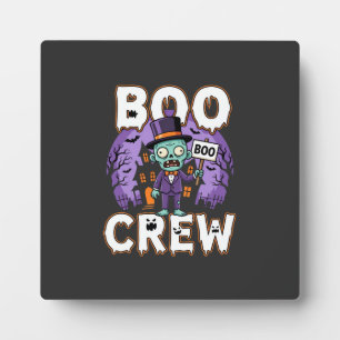 Halloween Boo Crew Zombie-Familie Vektordesign Fotoplatte