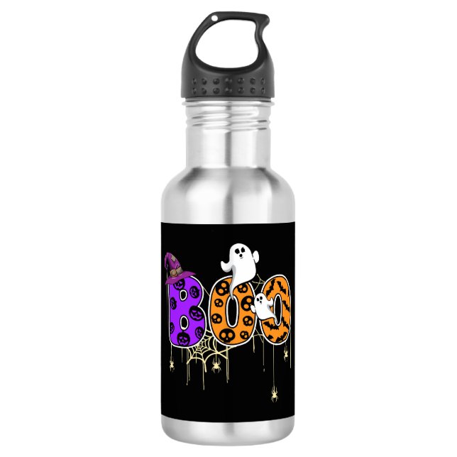 Halloween Boo Edelstahlflasche (Vorderseite)