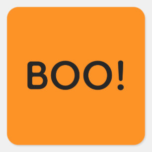 Halloween BOO! Einfache Typografie-Leckerei Quadratischer Aufkleber