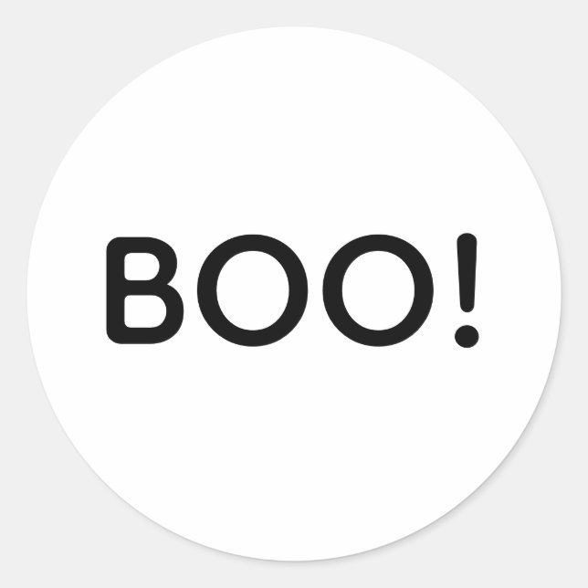Halloween BOO! Einfache Typografie-Leckerei Runder Aufkleber (Vorderseite)