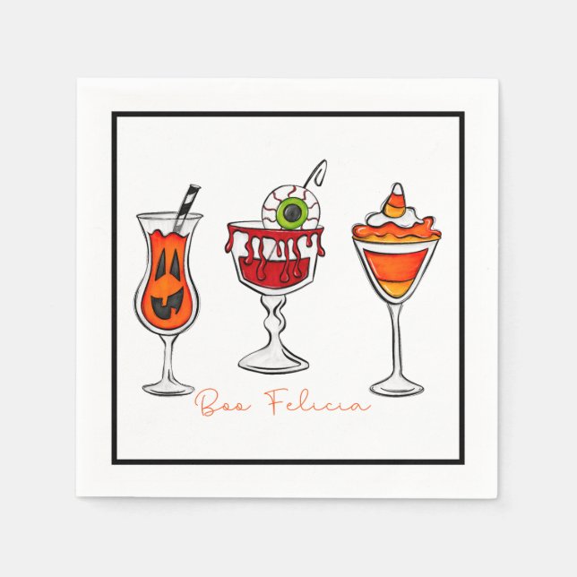 Halloween Boo Felicia Funny Drinks Cocktail Serviette (Vorderseite)