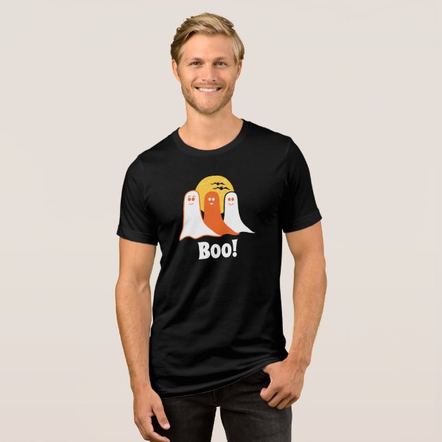 Halloween Boo Geister, Kinder, Familie Tri-Blend Shirt (Vorderseite voll)