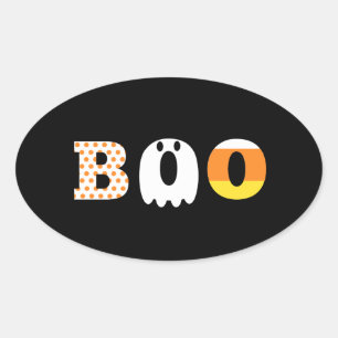 Halloween, Boo, gemustert, festlich Ovaler Aufkleber