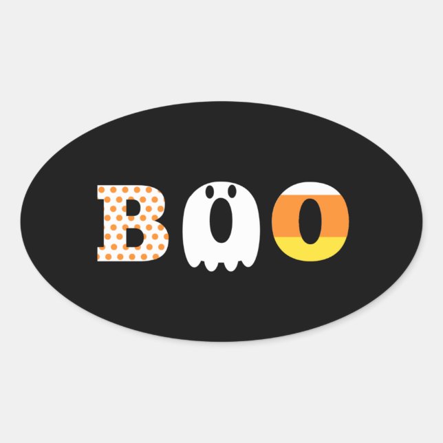 Halloween, Boo, gemustert, festlich Ovaler Aufkleber (Vorderseite)