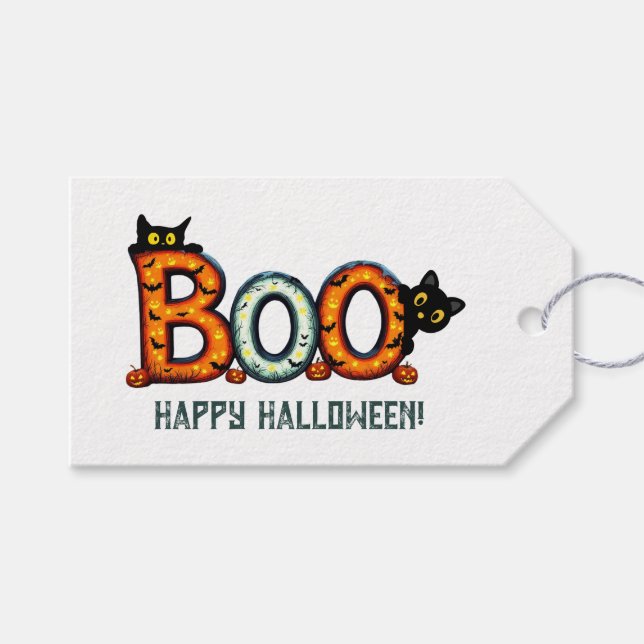 Halloween Boo-Geschenkanhänger Geschenkanhänger (Vorderseite (Horizontal))