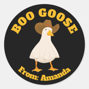 Halloween Boo Ghost Goose Trick oder Treat Western Runder Aufkleber