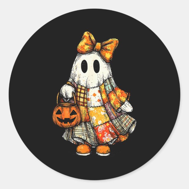 Halloween Boo Ghost Patchwork Quilter Quilting Sew Runder Aufkleber (Vorderseite)