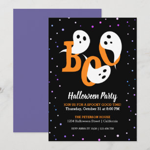 Halloween Boo Ghosts Lila Confetti Einladung