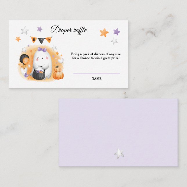 Halloween Boo Girl Babydusche Windelwaschkarte Begleitkarte (Vorne/Hinten)