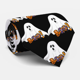 Halloween BOO / Gruseliger Geist auf Schwarz Krawatte
