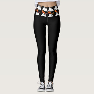 Halloween BOO / Holiday Ghosts Black Leggings