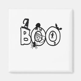Halloween Boo mit Hexen Hat Black Cat Spider Magnet