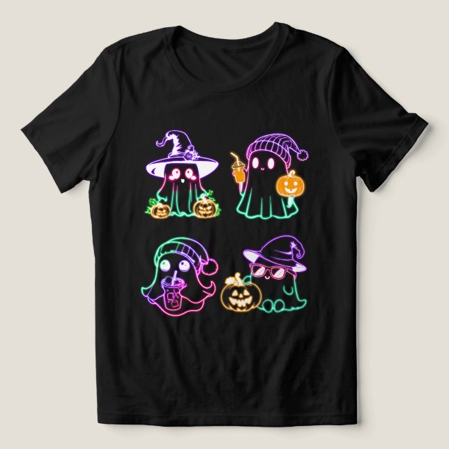 Halloween Boo Neon Ghost Tri-Blend Shirt (Design Vorderseite)