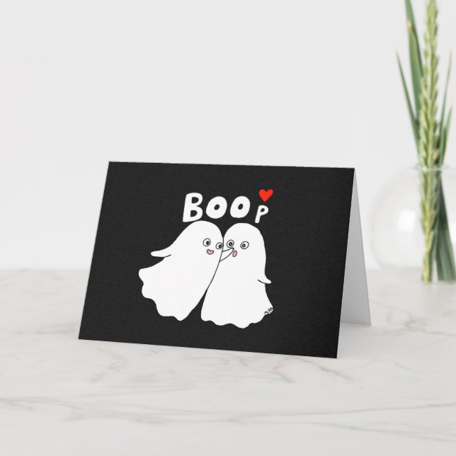 Halloween Boo Niedlich Ghost Funny Valentinstag Karte (Vorderseite)