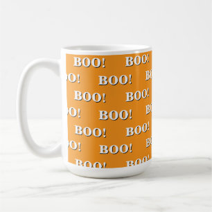 Halloween Boo Orange und Weiß Kaffeetasse