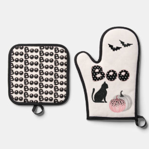 Halloween Boo Pumpkins Mitt Ofenhandschuh & Topflappen-Set