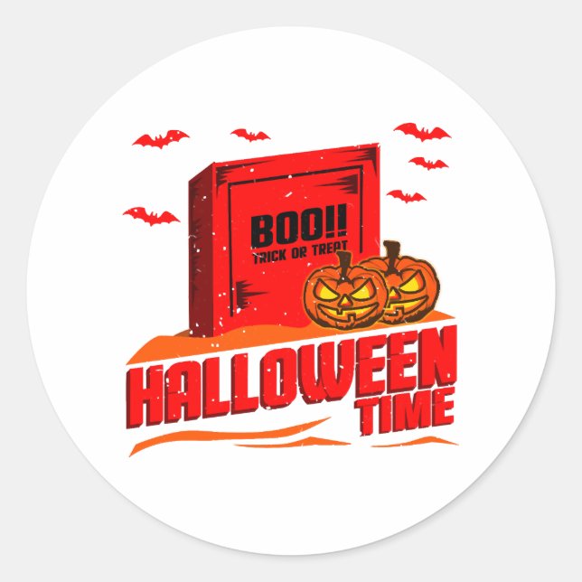 Halloween Boo Runder Aufkleber (Vorderseite)