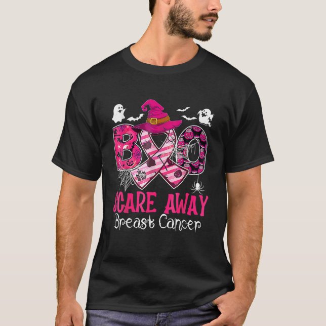 Halloween Boo Scare Away Breast Cancer Awareness P T-Shirt (Vorderseite)
