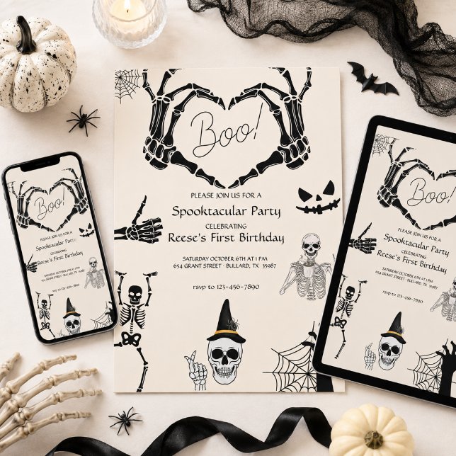 Halloween Boo Skeleton Geburtstag Einladung (Von Creator hochgeladen)