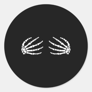 Halloween Boo Skeleton Hands Breast Fun Costume Sc Runder Aufkleber