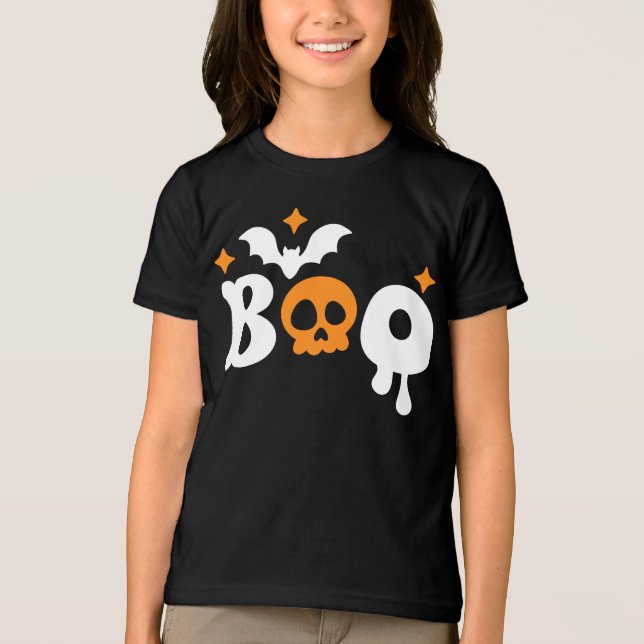 Halloween Boo Skull Bats Moderne Typografie Tri-Blend Shirt (Vorderseite)