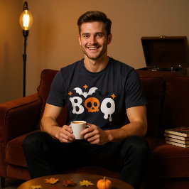 Halloween Boo Skull Bats Moderne Typografie Tri-Blend Shirt