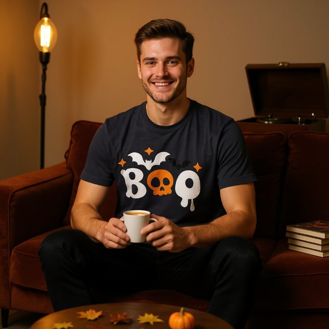 Halloween Boo Skull Bats Moderne Typografie Tri-Blend Shirt (Von Creator hochgeladen)