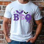 Halloween Boo Skull Bats Moderne Typografie Tri-Blend Shirt<br><div class="desc">Halloween Boo Skull Bats Moderne Typografie Tri-Blend Shirt zeigt den Text "Boo" in der modernen lila Schrift Typografie mit Fledermäusen,  Sternen und einem Schädel. Ideal für Halloween-Partys und Feiern. Erstellt von Evco Studio www.zazzle.com/store/evcostudio</div>