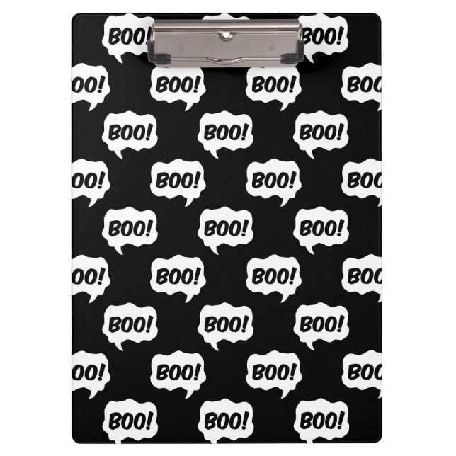 Halloween Boo Speech Bubble Pattern Clipboard Klemmbrett (Vorderseite)