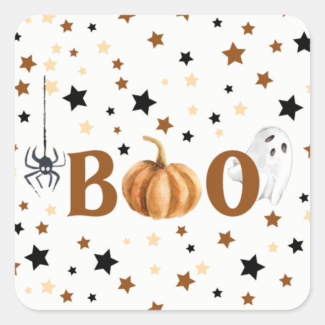 Halloween Boo Square Sticker (Vorderseite)
